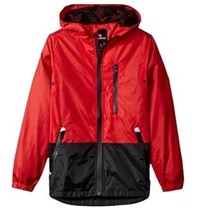 South Pole Red and Black Hooded Windbraker Boy Medium Colorblock Full Zip pocket